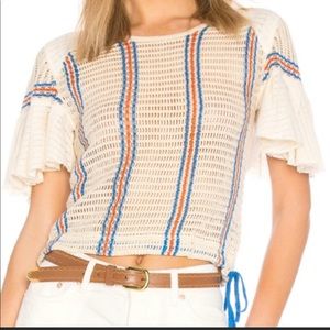 NWT Free People Babes Only Open Knit Striped Tee